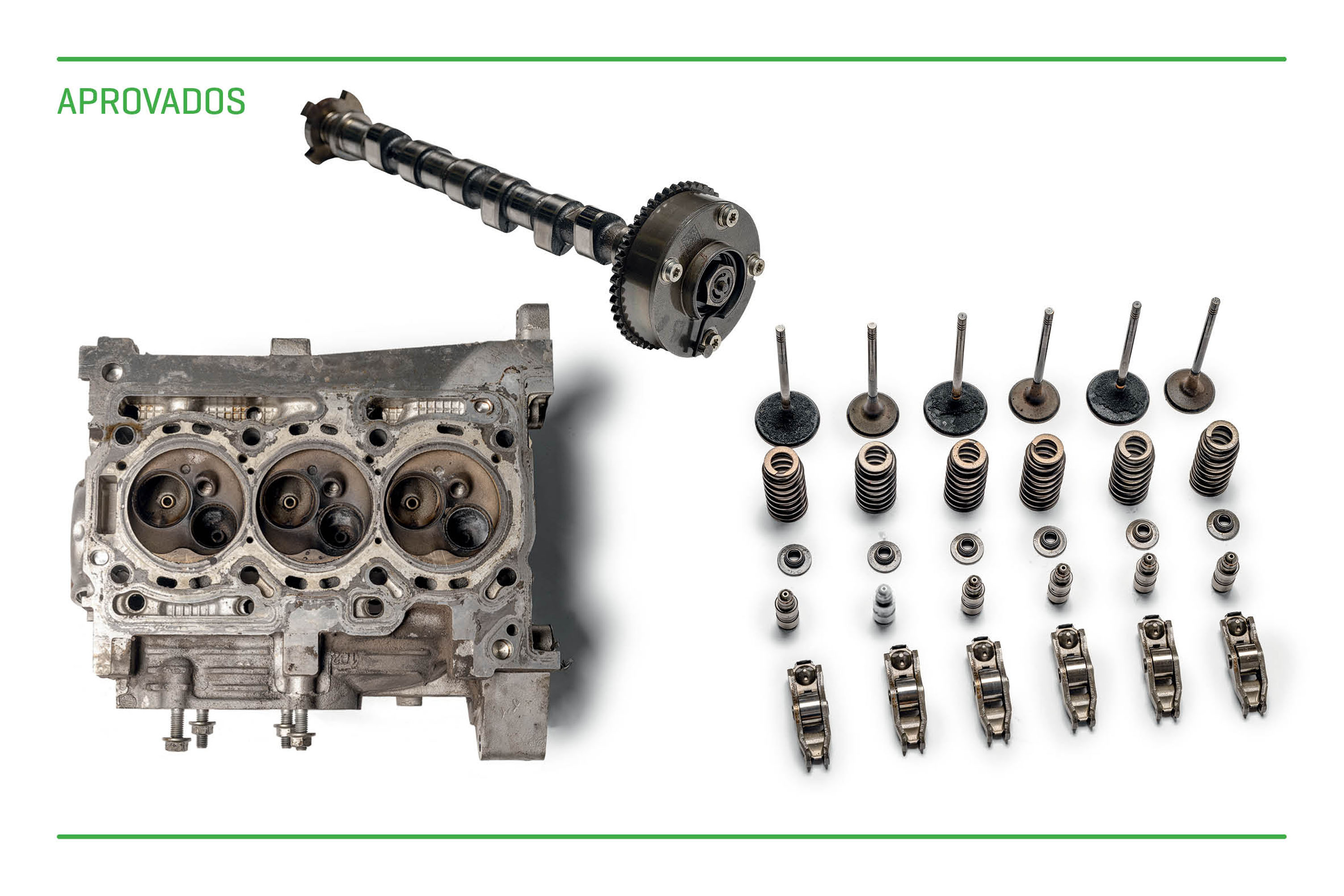 cabeçote Válvulas de admissão apresentaram pouca carbonização e retentores estavam em bom estado, assim como balacins e tuchos. Velas, de irídio e substituídas aos 80.000 km, ainda estavam em perfeito estado e sem indício de carvão.
