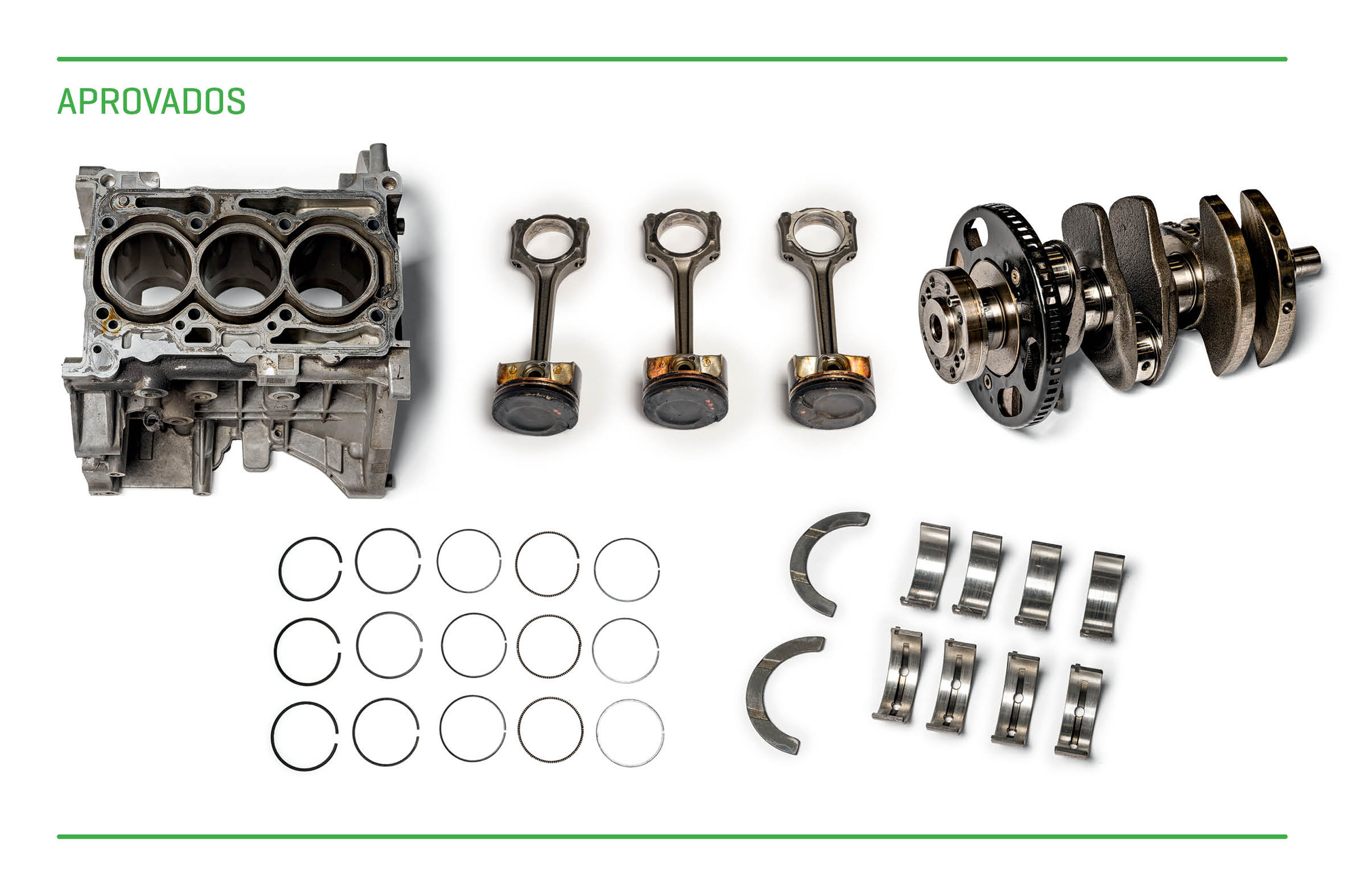 Motor O motor 1.0 6V Firefly se saiu muito bem nestes 100.000 km e não apresentou quaisquer indicações de desgaste acentuado nas suas partes móveis. Casquilhos e bronzinas mantiveram suas ranhuras originais, bem como as camisas dos três cilindros. Diferente do motor quatro-cilindros 1.3 8V Firefly da Fiat Strada, a carbonização formada neste 1.0 não alcançou os anéis dos pistões, se limitaram apenas às cabeças dos pistões.