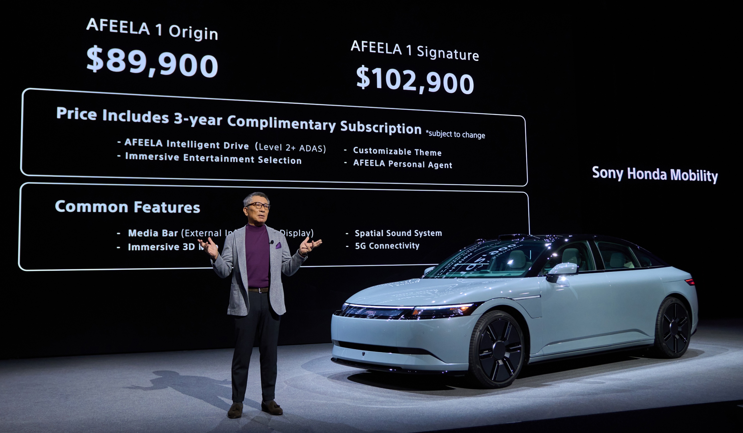 Apresentação do Afeela 1 durante a CES 2025