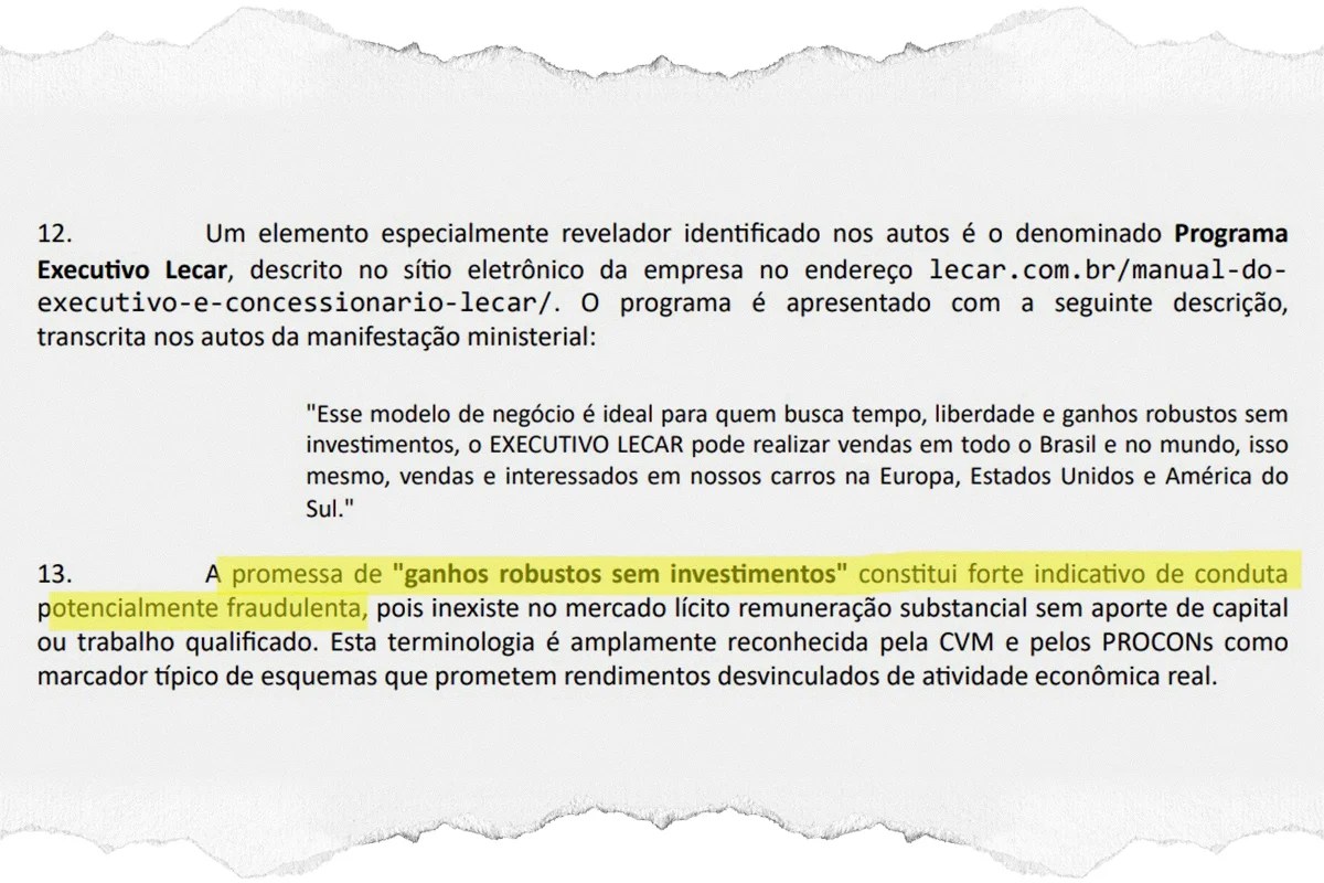 Trecho da análise do Ministério da Fazenda sobre a Lecar