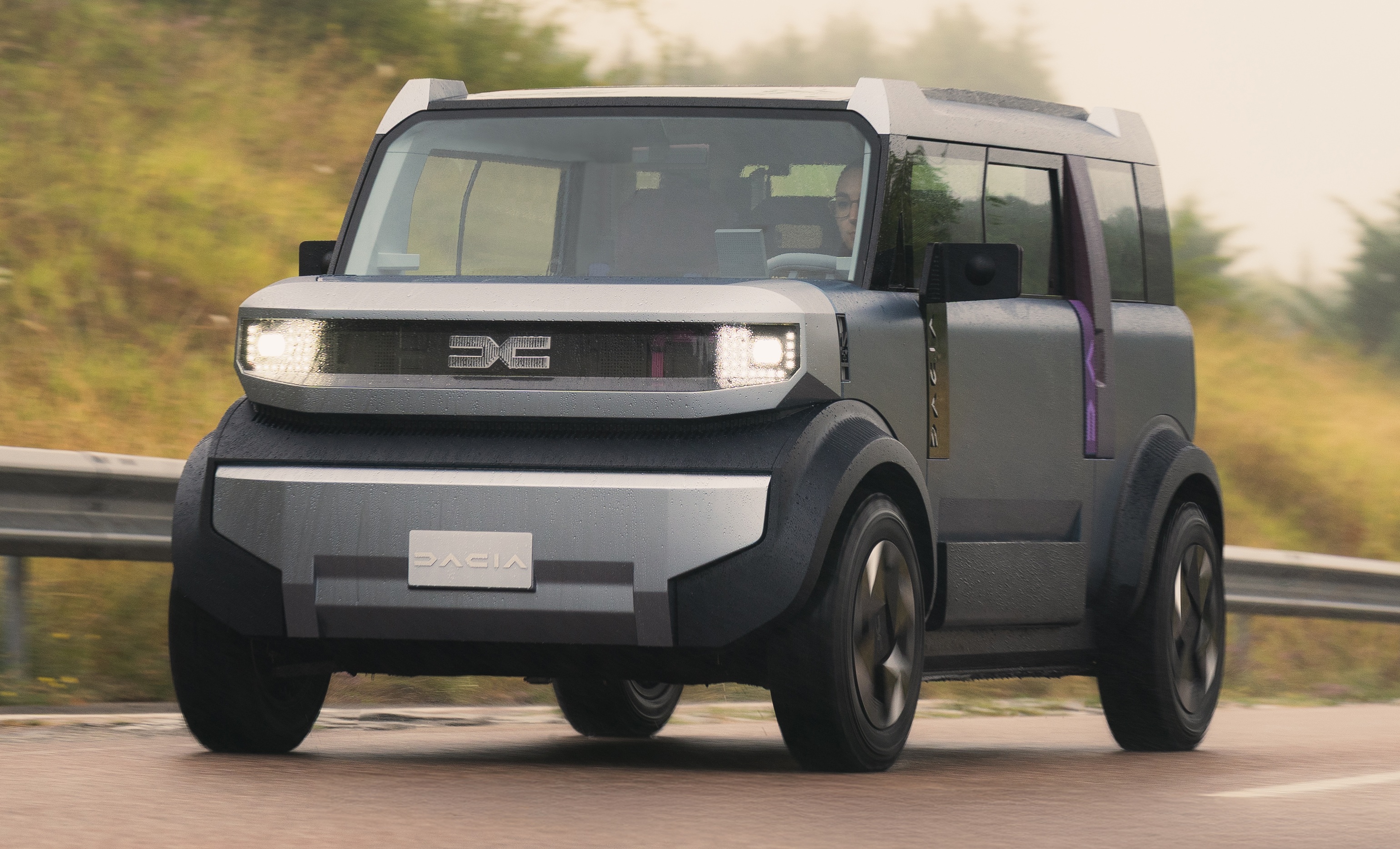 Representação do Dacia Hipster, microcarro elétrico compacto e minimalista.