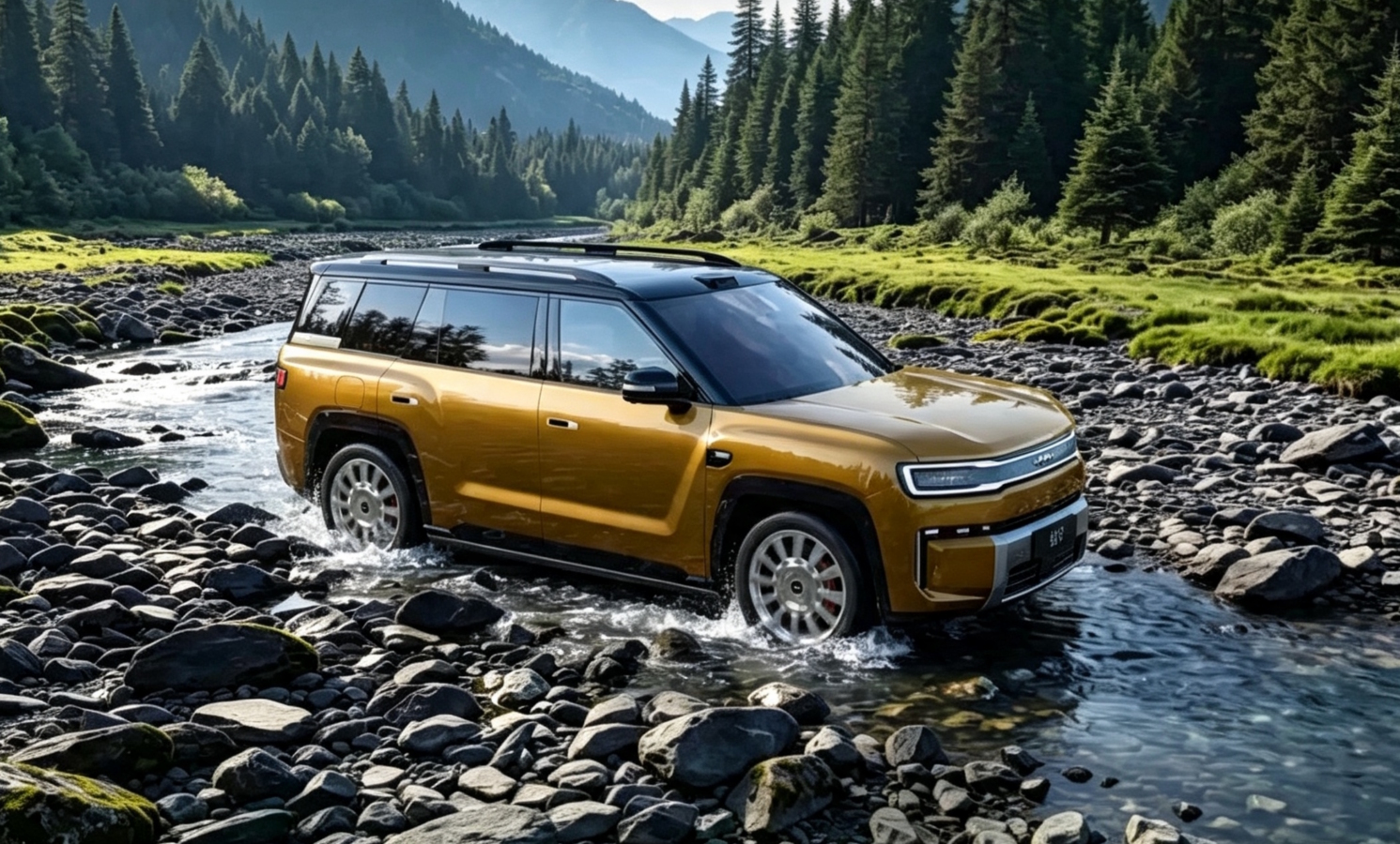 Imagem ilustrativa do SUV Ti 9, modelo de luxo da BYD com design arrojado e tecnologia avançada